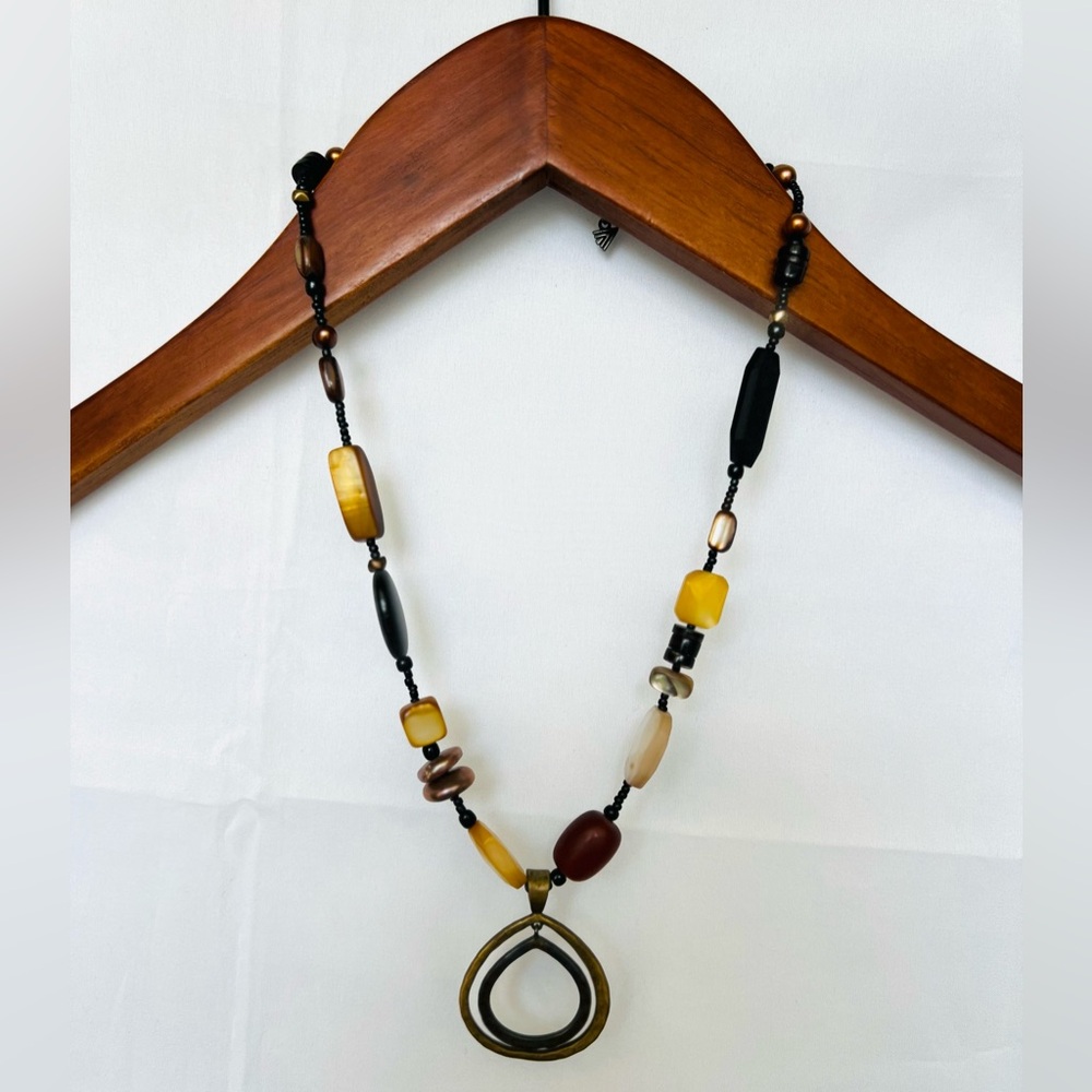 Brown Beaded Matinee Necklace